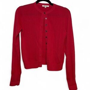 Madewell June Crew Cardigan in Berry Red